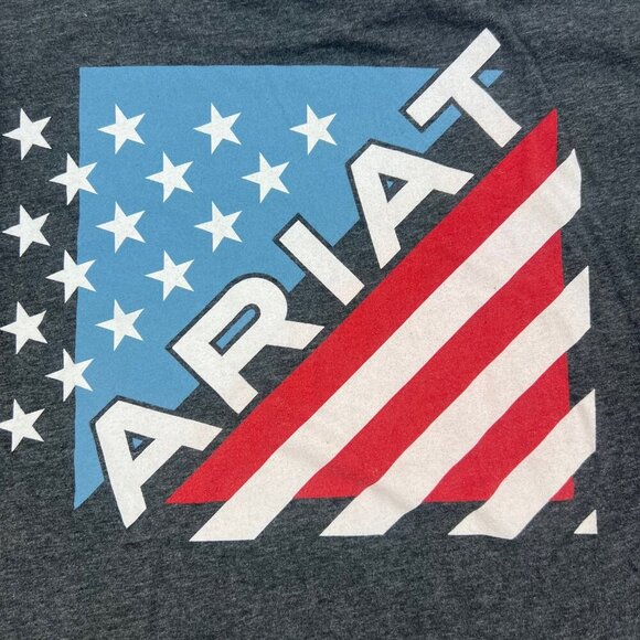Ariat Men's Long Sleeve T-Shirt American Flag Logo Size L - Picture 6 of 9